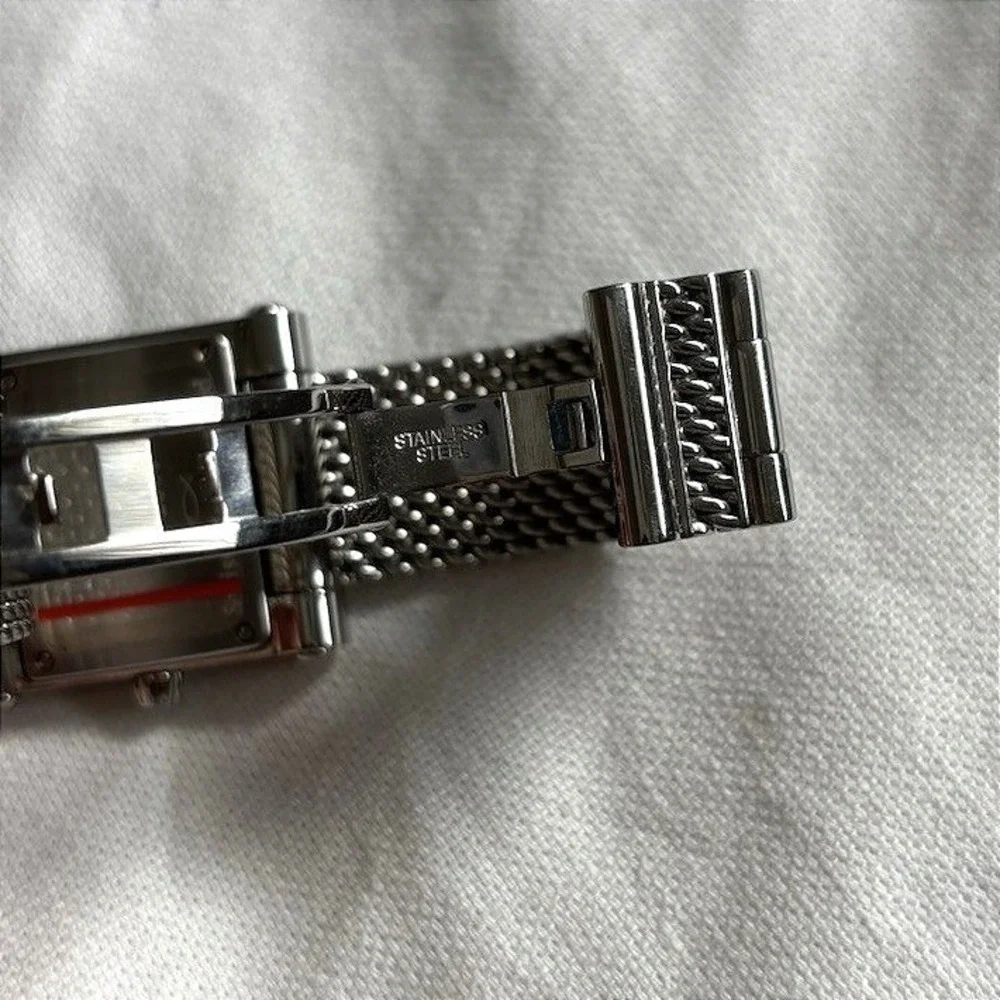 Leonard Swiss Screen Series Women Luxury Watch Rectangular Navy Blue Mesh Steel